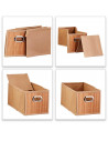 Tradineur - Organizador plegable de bambú con asa, cajón apilable, ordenación, ropa, armario, almacenamiento, productos de aseo,