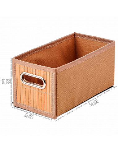Tradineur - Organizador plegable de bambú con asa, cajón apilable, ordenación, ropa, armario, almacenamiento, productos de aseo,