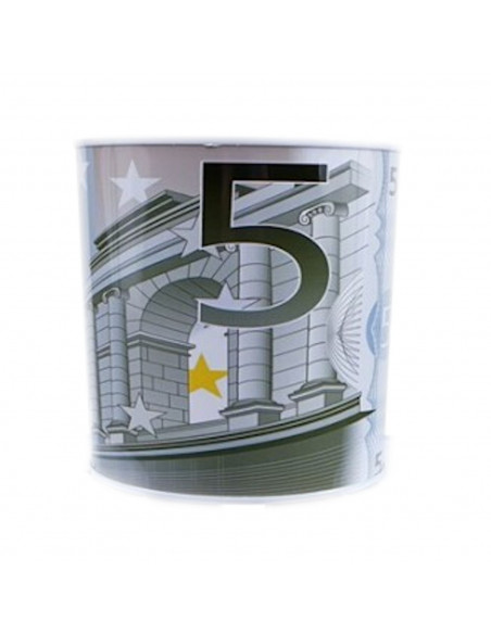 Tradineur - Hucha metálica tamaño xl, euros, colores surtidos, hucha de lata, hucha cilindrica, 15,5 x 16 cm