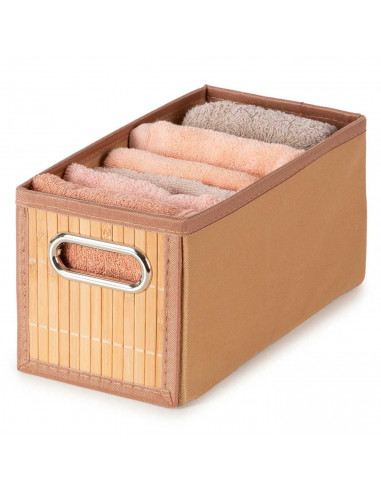 Tradineur - Organizador plegable de bambú con asa, cajón apilable, ordenación, ropa, armario, almacenamiento, productos de aseo,