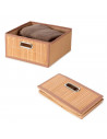 Tradineur - Organizador plegable de bambú con asa, cajón apilable, ordenación, ropa, armario, almacenamiento, productos de aseo,