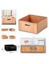 Tradineur - Organizador plegable de bambú con asa, cajón apilable, ordenación, ropa, armario, almacenamiento, productos de aseo,