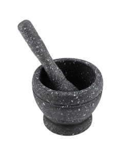 Tradineur - Mortero efecto Granito - Fabricado en Plástico -  Mortero manual de cocina para moler ajo, especias y hierbas - Ø 11