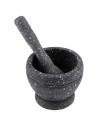 Tradineur - Mortero efecto Granito - Fabricado en Plástico -  Mortero manual de cocina para moler ajo, especias y hierbas - Ø 11