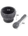 Tradineur - Mortero efecto Granito - Fabricado en Plástico -  Mortero manual de cocina para moler ajo, especias y hierbas - Ø 11