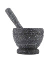 Tradineur - Mortero efecto Granito - Fabricado en Plástico -  Mortero manual de cocina para moler ajo, especias y hierbas - Ø 11