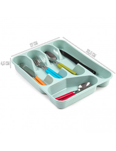 Tradineur - Cubertero Color Pastel - Fabricado en Plástico - Recipiente para ordenación y almacenamiento de cubertería - 4,7 x 2
