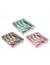 Tradineur - Cubertero Color Pastel - Fabricado en Plástico - Recipiente para ordenación y almacenamiento de cubertería - 4,7 x 2