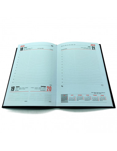 Tradineur - Agenda 2025 Modelo París de tapa dura - Cinta Marcapáginas - Planificación de tareas - 21 x 15 cm - Color Negro