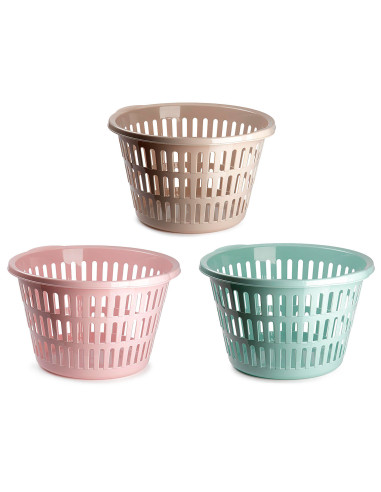 Tradineur - Cesta Redonda para Ropa Pastel - Fabricado en Plástico - Ideal para el almacenamiento y organización de la ropa - Ø