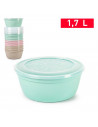Tradineur - Pack de 2 Fiambreras Redondas Pastel - Fabricado en Plástico - Capacidad de 1,7 Litros - Apta para microondas y lava