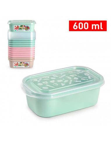 Tradineur - Pack de 2 Fiambreras Pastel con tapa decorada - Fabricado en Plástico - Apta para microondas y lavavajillas - 6 x 17