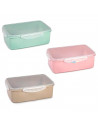 Tradineur - Pack de 2 Fiambreras Rectangular Pastel con tapa Transparente - Fabricado en Plástico - Apta para microondas y lavav