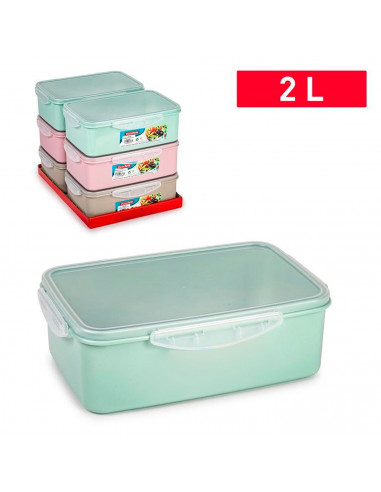 Tradineur - Pack de 2 Fiambreras Rectangular Pastel con tapa Transparente - Fabricado en Plástico - Apta para microondas y lavav