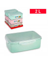 Tradineur - Pack de 2 Fiambreras Rectangular Pastel con tapa Transparente - Fabricado en Plástico - Apta para microondas y lavav
