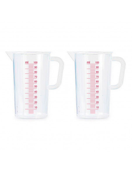 Tradineur - Pack de 2 Jarras de medición con asa - Fabricado en Plástico - Capacidad de 125 ml - Medidas hasta 100 ml - 8,5 x 5, Tradineur - Pack de 2 Jarras de medición con asa - Fabricado en Plástico - Capacidad de 125 ml - Medidas hasta 100 ml - 8,5 x 5,