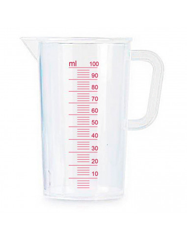 Tradineur - Pack de 2 Jarras de medición con asa - Fabricado en Plástico - Capacidad de 125 ml - Medidas hasta 100 ml - 8,5 x 5,