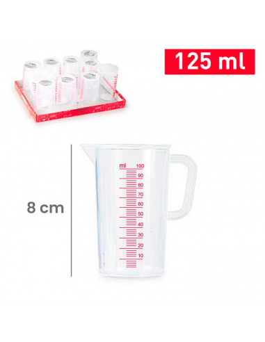 Tradineur - Pack de 2 Jarras de medición con asa - Fabricado en Plástico - Capacidad de 125 ml - Medidas hasta 100 ml - 8,5 x 5,