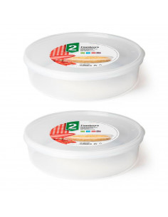 Tradineur - Pack de 2 Fiambreras Redondas para tortillas - Capacidad de 2 Litros - Fabricado en plástico - Apto para microondas