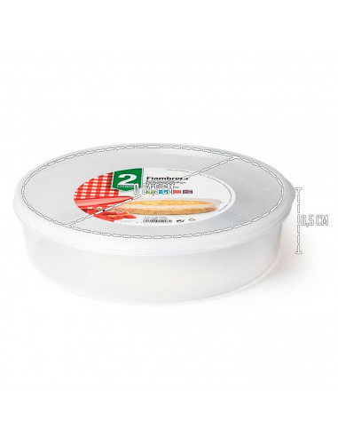 Tradineur - Pack de 2 Fiambreras Redondas para tortillas - Capacidad de 2 Litros - Fabricado en plástico - Apto para microondas