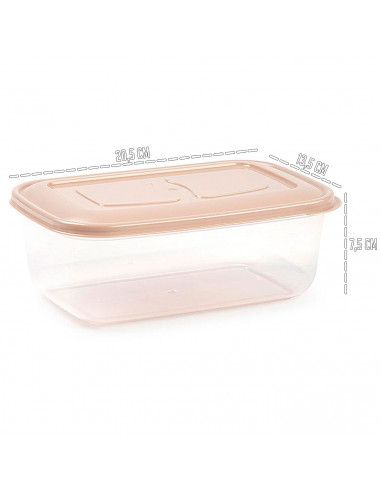 Tradineur - Pack de 2 Fiambreras rectangulares Pastel - Capacidad de 1,2 Litros - Fabricado en Plástico - Apto para Microondas y