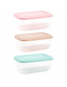 Tradineur - Pack de 2 Fiambreras rectangulares Pastel - Capacidad de 1,2 Litros - Fabricado en Plástico - Apto para Microondas y