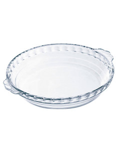 Tradineur - Molde redondo para tarta con asas, vidrio borosilicato, fuente transparente, postres, repostería, hornear, extra res