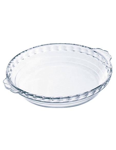 Tradineur - Molde redondo para tarta con asas, vidrio borosilicato, fuente transparente, postres, repostería, hornear, extra res