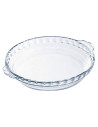 Tradineur - Molde redondo para tarta con asas, vidrio borosilicato, fuente transparente, postres, repostería, hornear, extra res