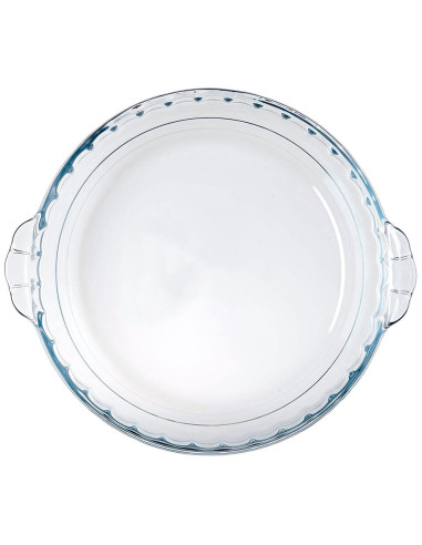 Tradineur - Molde redondo para tarta con asas, vidrio borosilicato, fuente transparente, postres, repostería, hornear, extra res