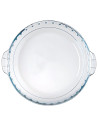 Tradineur - Molde redondo para tarta con asas, vidrio borosilicato, fuente transparente, postres, repostería, hornear, extra res