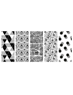 Tradineur - Pack de 5 rollos de papel de regalo, modelo Black & White, láminas para envolver regalos de cumpleaños, Navidad, 70