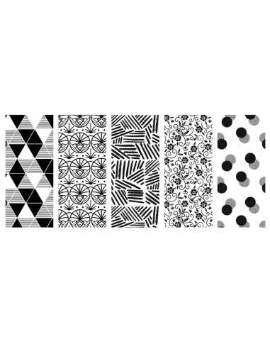 Tradineur - Pack de 5 rollos de papel de regalo, modelo Black & White, láminas para envolver regalos de cumpleaños, Navidad, 70