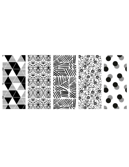 Tradineur - Pack de 5 rollos de papel de regalo, modelo Black & White, láminas para envolver regalos de cumpleaños, Navidad, 70