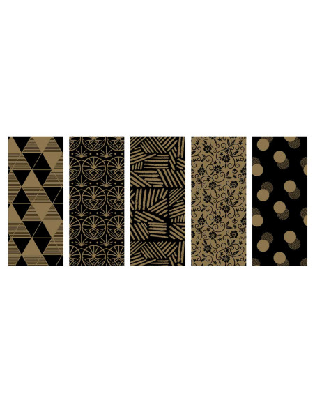 Tradineur - Pack de 5 rollos de papel de regalo, modelo Black & Gold, láminas para envolver regalos de cumpleaños, Navidad, 70 x