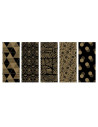 Tradineur - Pack de 5 rollos de papel de regalo, modelo Black & Gold, láminas para envolver regalos de cumpleaños, Navidad, 70 x