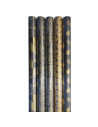 Tradineur - Pack de 5 rollos de papel de regalo, modelo Black & Gold, láminas para envolver regalos de cumpleaños, Navidad, 70 x