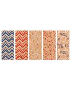 Tradineur - Pack de 5 rollos de papel kraft de regalo, modelo Zig Zag y Burbujas, láminas para envolver regalos de cumpleaños, N