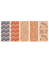Tradineur - Pack de 5 rollos de papel kraft de regalo, modelo Zig Zag y Burbujas, láminas para envolver regalos de cumpleaños, N