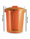 Tradineur - Cubo de basura de plástico resistente con tapa y asas metálicas, contenedor de residuos, papelera, reciclaje, indust