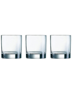 Tradineur - Pack de 3 Vasos modelo Islande - Capacidad de 30 cl (10 oz) - Fabricado en Vidrio - Apto para lavavajillas - Ø 8 x 9