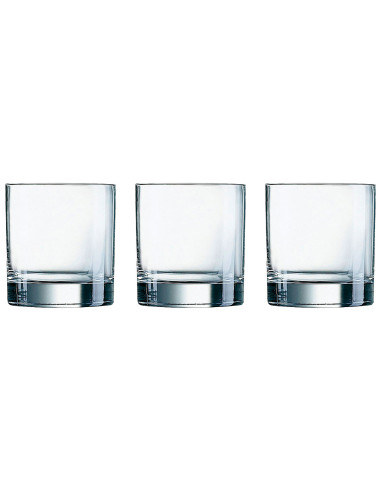 Tradineur - Pack de 3 Vasos modelo Islande - Capacidad de 30 cl (10 oz) - Fabricado en Vidrio - Apto para lavavajillas - Ø 8 x 9