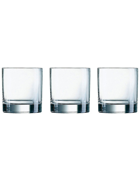Tradineur - Pack de 3 Vasos modelo Islande - Capacidad de 30 cl (10 oz) - Fabricado en Vidrio - Apto para lavavajillas - Ø 8 x 9