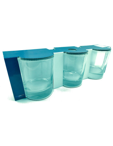Tradineur - Pack de 3 Vasos modelo Islande - Capacidad de 30 cl (10 oz) - Fabricado en Vidrio - Apto para lavavajillas - Ø 8 x 9