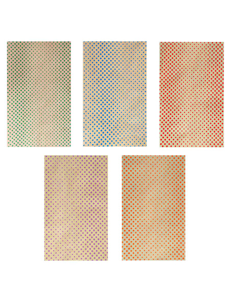 Tradineur - Pack de 5 rollos de papel kraft de regalo, modelo Mil Puntos, láminas para envolver regalos de cumpleaños, Navidad,
