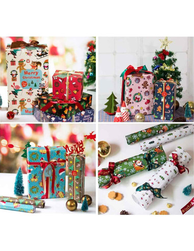 Tradineur - Pack de 5 rollos de papel kraft de regalo, modelo Mil Puntos, láminas para envolver regalos de cumpleaños, Navidad,