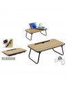 Tradineur - Mesa auxiliar plegable con ranura, madera y metal, bandeja para cama con patas, máx. 10 kg, desayuno, oficina - 52,5