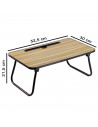 Tradineur - Mesa auxiliar plegable con ranura, madera y metal, bandeja para cama con patas, máx. 10 kg, desayuno, oficina - 52,5