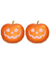 Tradineur - Pack de 2 Globos de Calabaza Sonriente - Fabricado en Foil - Incluye Inflador Sostenible - Hinchable con helio - Dec