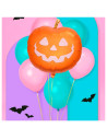Tradineur - Pack de 2 Globos de Calabaza Sonriente - Fabricado en Foil - Incluye Inflador Sostenible - Hinchable con helio - Dec